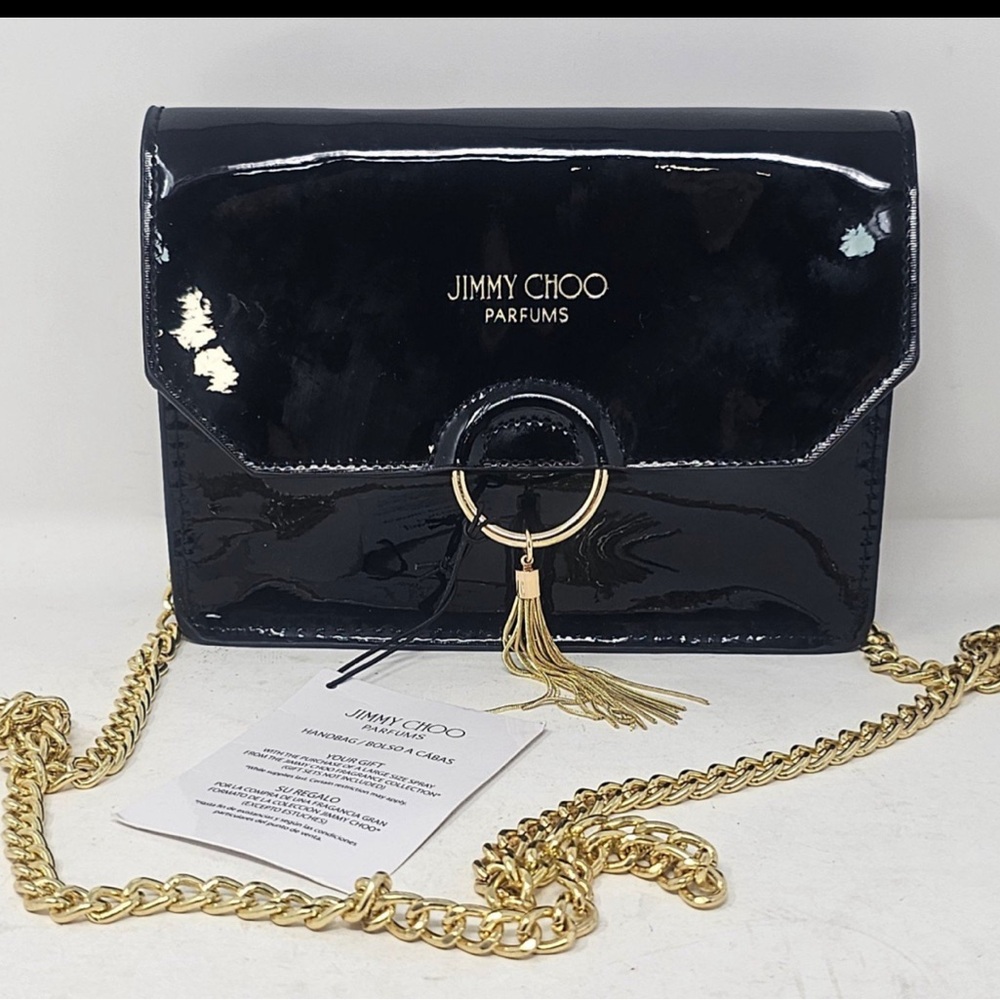 Jimmy Choo perfume handbag black and gold crossbody bag